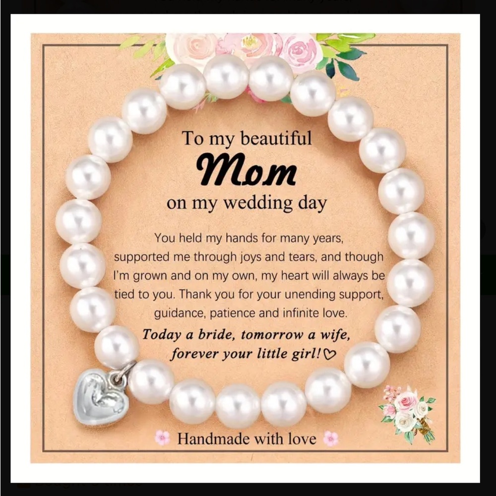 Women’s Wedding Faux Pearl Favor Bracelet-Mom